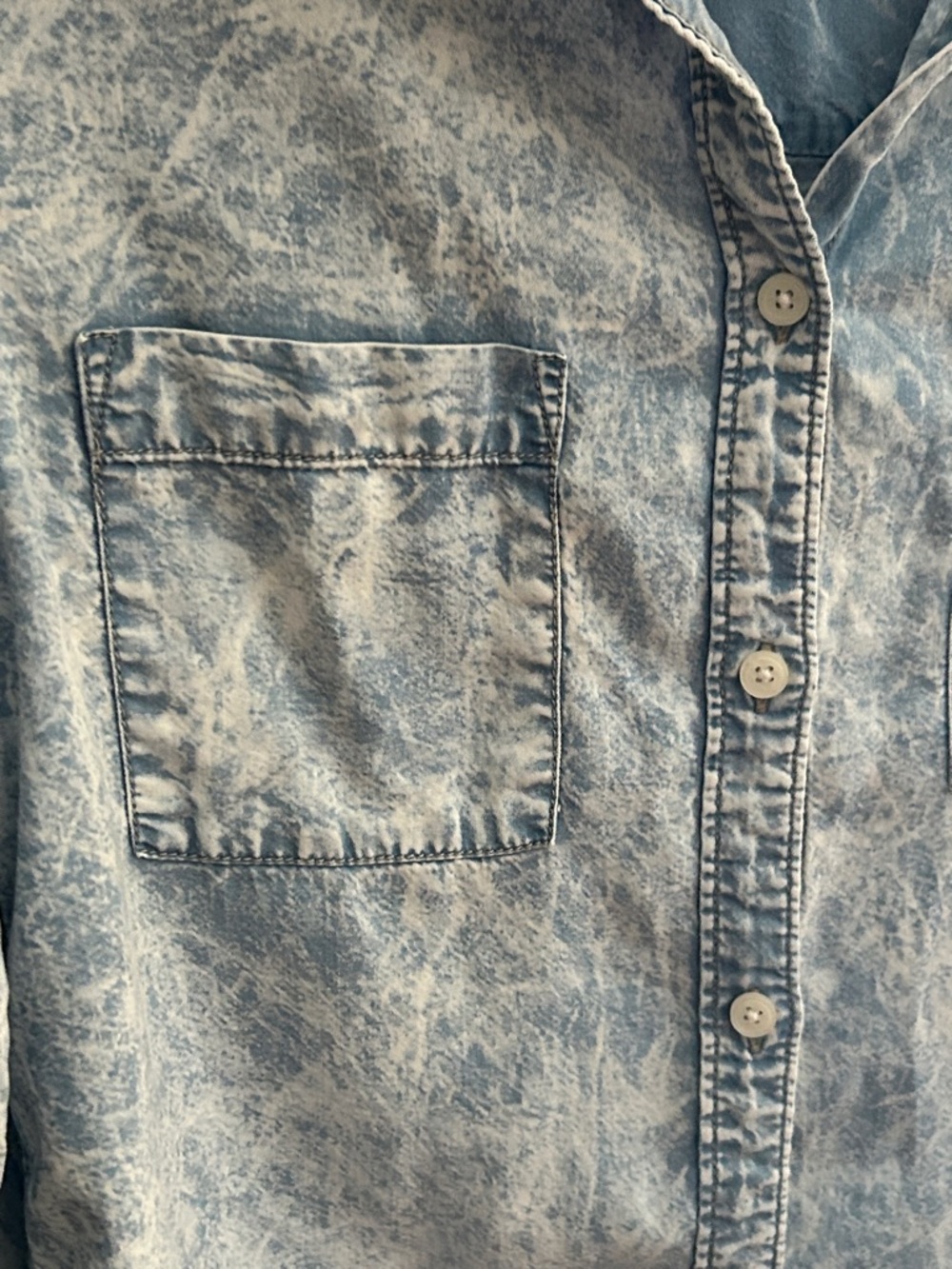 Acid Wash Light Blue Denim Button-Up Shirt - Picture 4 of 8